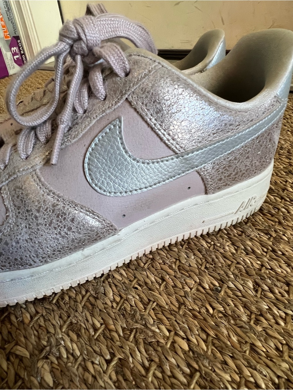 Nike Women’s Silver Pink Metallic Air Force 1 Low
